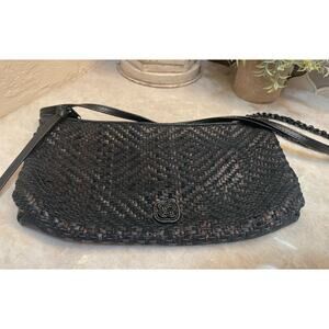 Elliott Lucca Leather Weaved clutch handbag